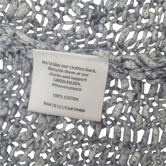 Eileen Fisher Gray-Blue Open Front Knit Cardigan Heart on Sleeve Size XS - Picture 4 of 11